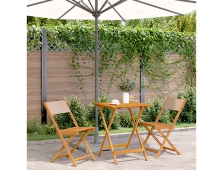 Conjunto 3 Peças Bistrô Tído E Madeira Maciça Cinza Acastanhado Dkd Home Decor