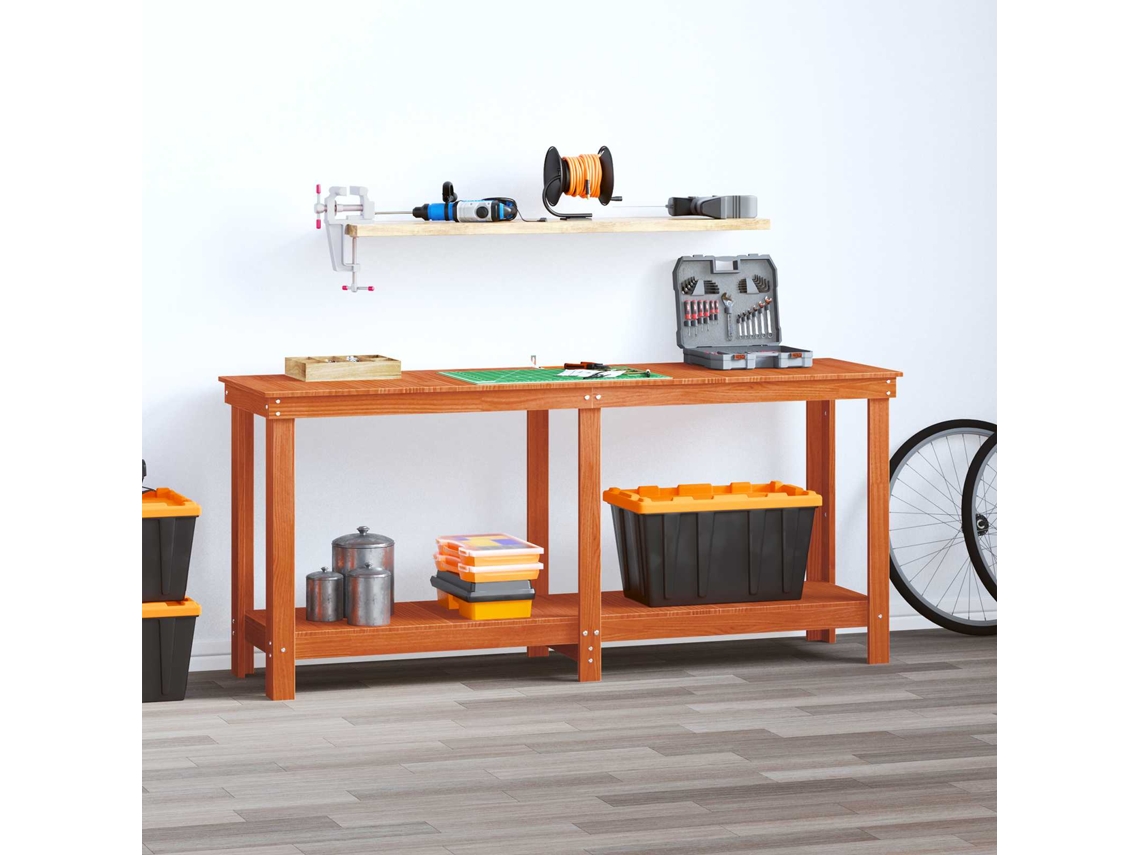 Vidaxl Bancada De Trabalho Castanho Cera 180 X 50 X 80 Cm