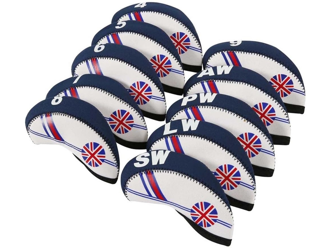 Capas para Tacos de Golfe, Conjunto com 10 Peças, em Neoprene, da Marca National . (vermelhas)