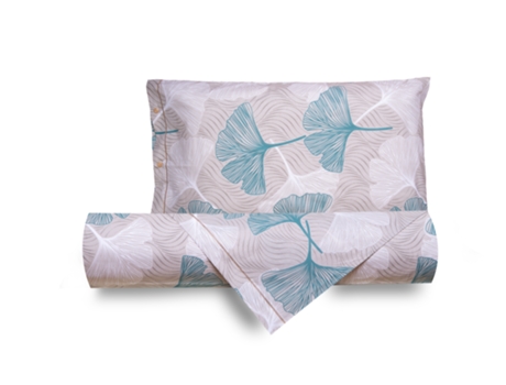Conjunto de Edredão SMARTDECOHOME de 2 Peças 100% Algodão Cama de 90cm Ginkgo Azul