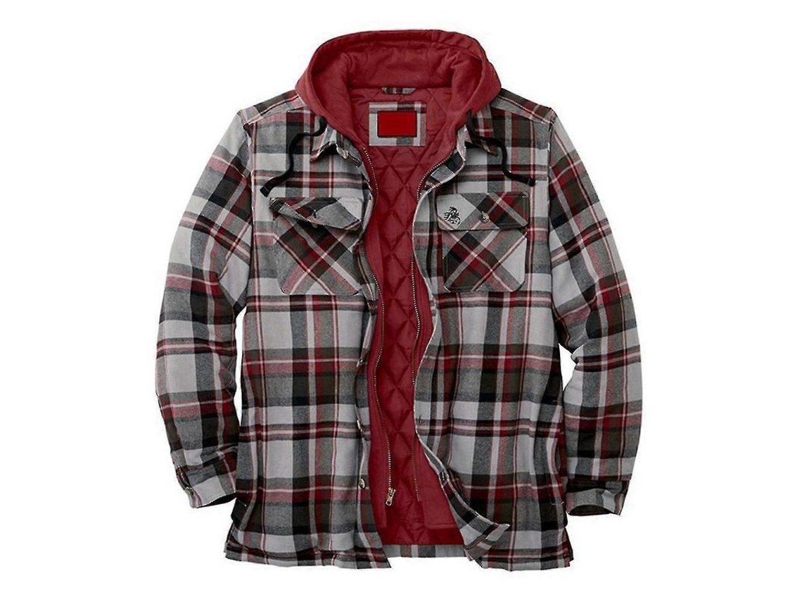 Camisa Flanela Com Forro Acolchoado Manga Longa Para Inverno Tamanhos Asiáticos S A 3xl Vermelho