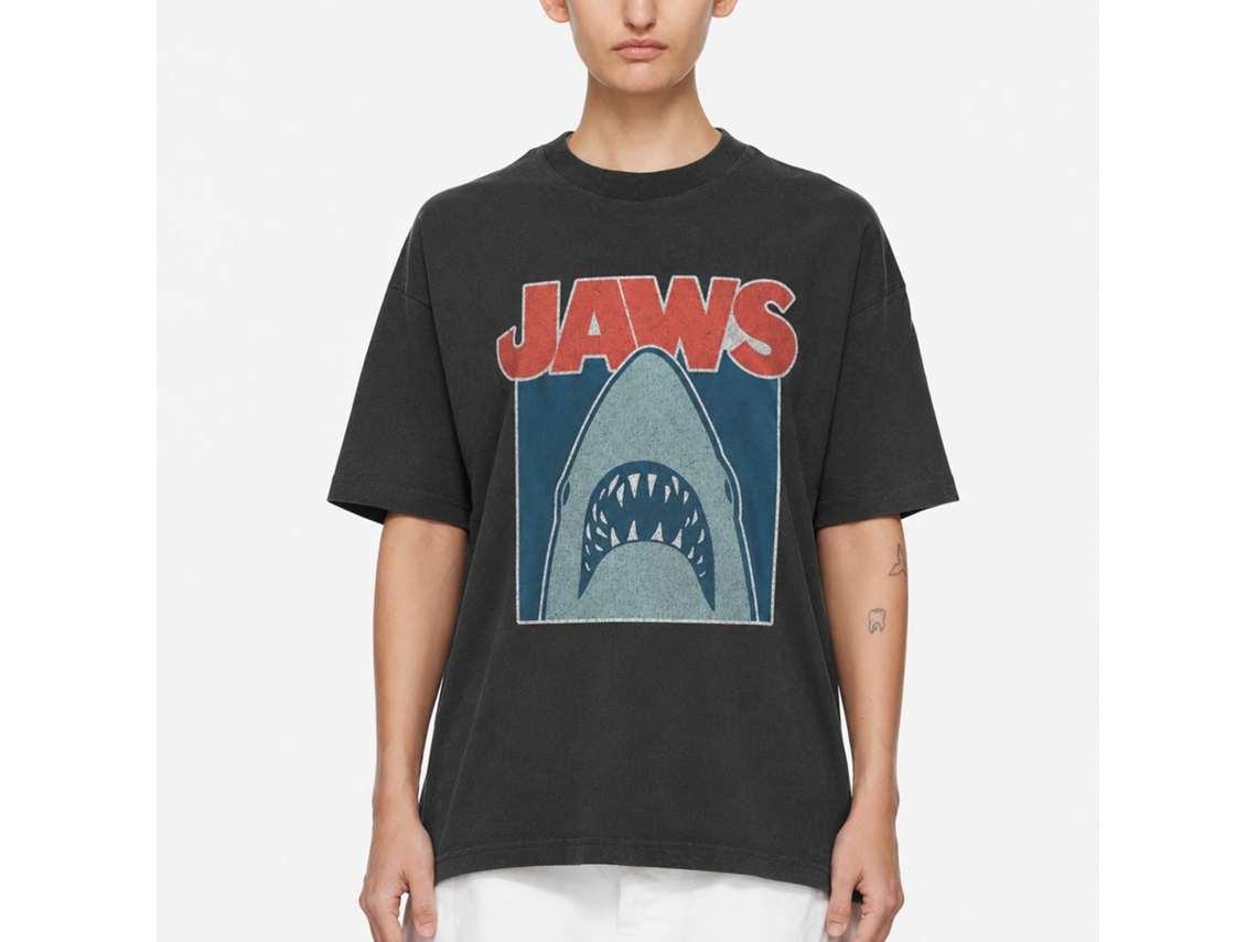 Rockinstone Jaws Movie Minimal Solid Smoke Adult T-shirt Size:xl