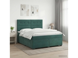 Vidaxl Cama Box Spring Com Colchão Verde-escuro 140 X 190 Cm Veludo