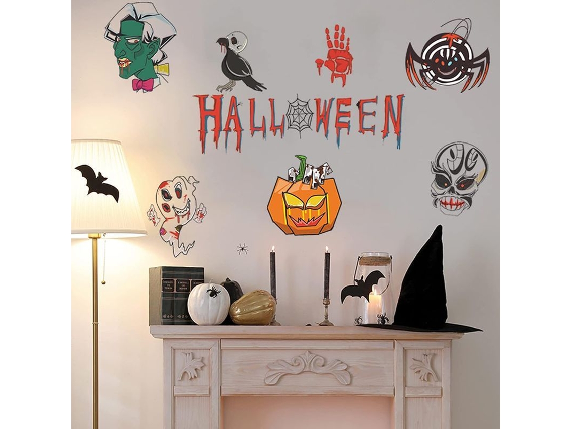 Linjou Calcomanhas De Parede De Halloween Assustadoras Decorações De Arte (30x90cm)