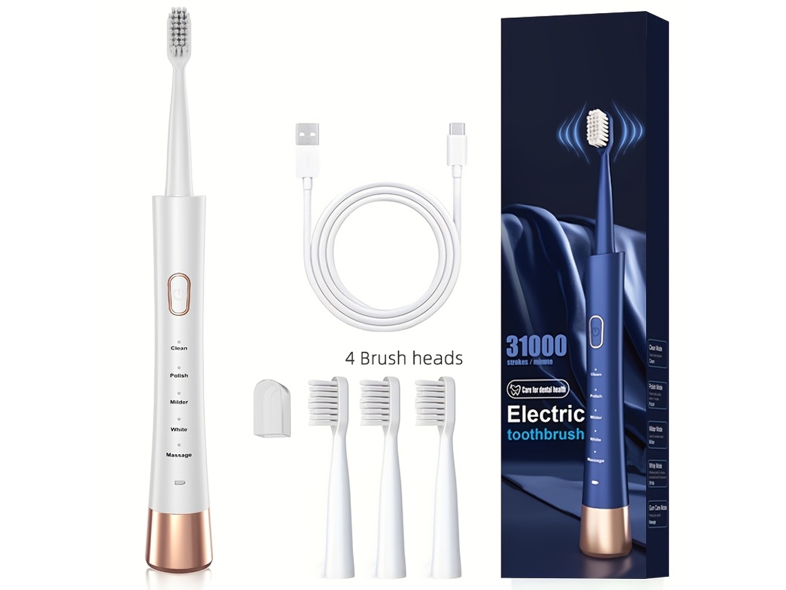 Escova Inteligente, Macios Inteligentes, Usb, 4 Cabeças Intercambiáveis, Detecção Automática de Pressão STELASPLEN
