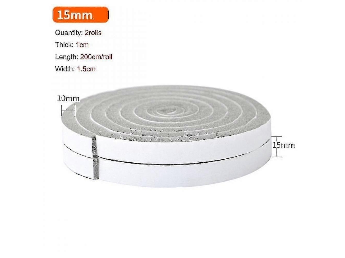 Cinta de Aislamiento de Espuma Esponja Autoadhesiva para Puertas y Ventanas 200x1.5x1cm | S/MARCA