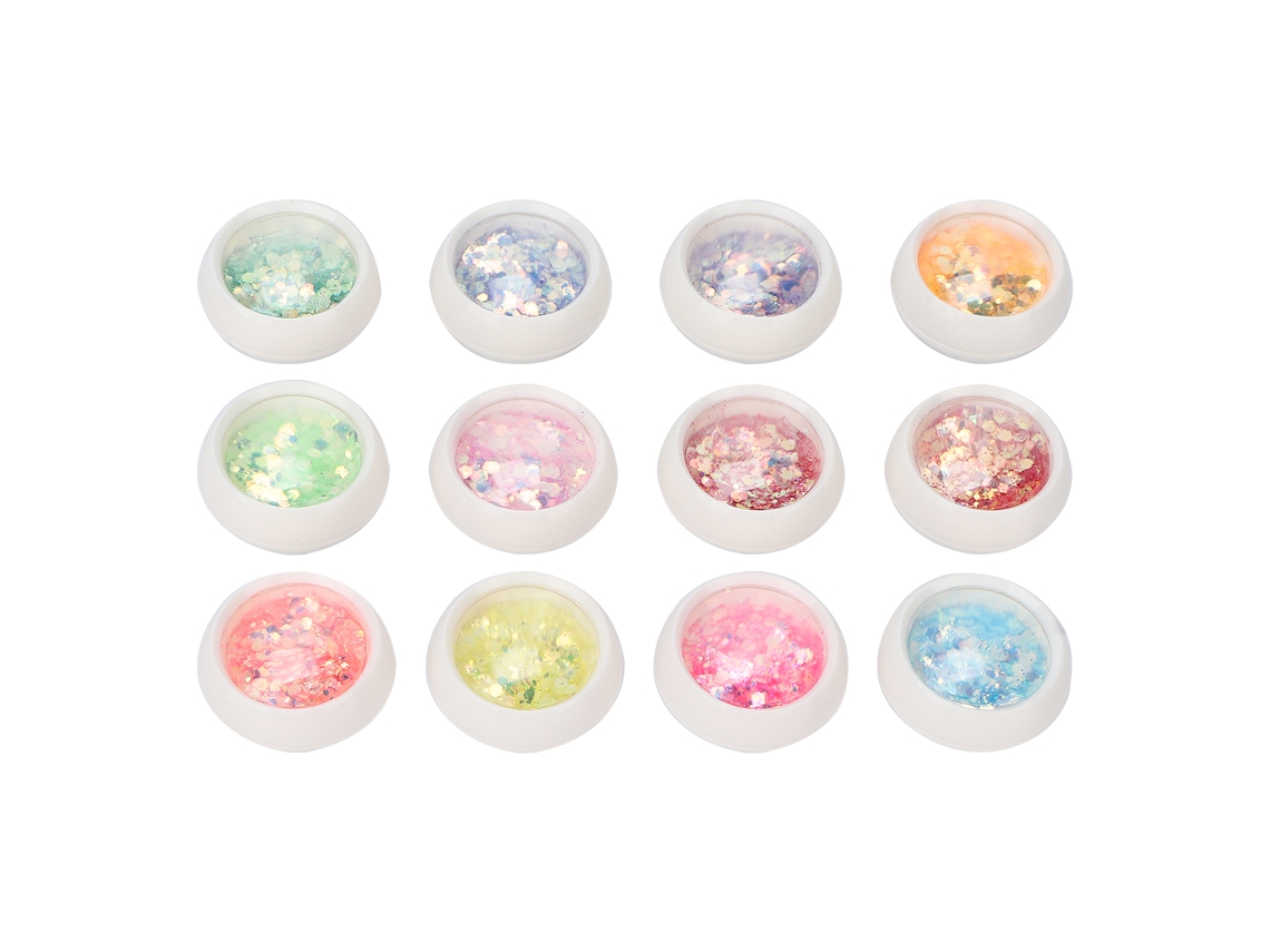Rebe - 12 Caixas de Lantejoulas para Decoração de Unhas, Glitter em Pó para Manicure (Faça Você Mesmo)