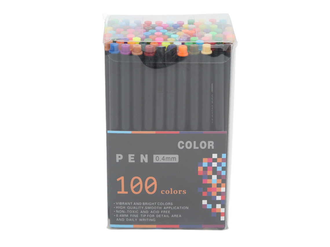 Canetas Fineliner em 100 Cores com Tinta Brilhante de Secagem Rápida e Ponta, 4 Mm Que Minimiza Borrões. Ideais para Escrita AQUAFORGE