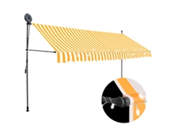 Vidaxl Toldo Retrátil Manual Com Led 350 Cm Branco E Laranja