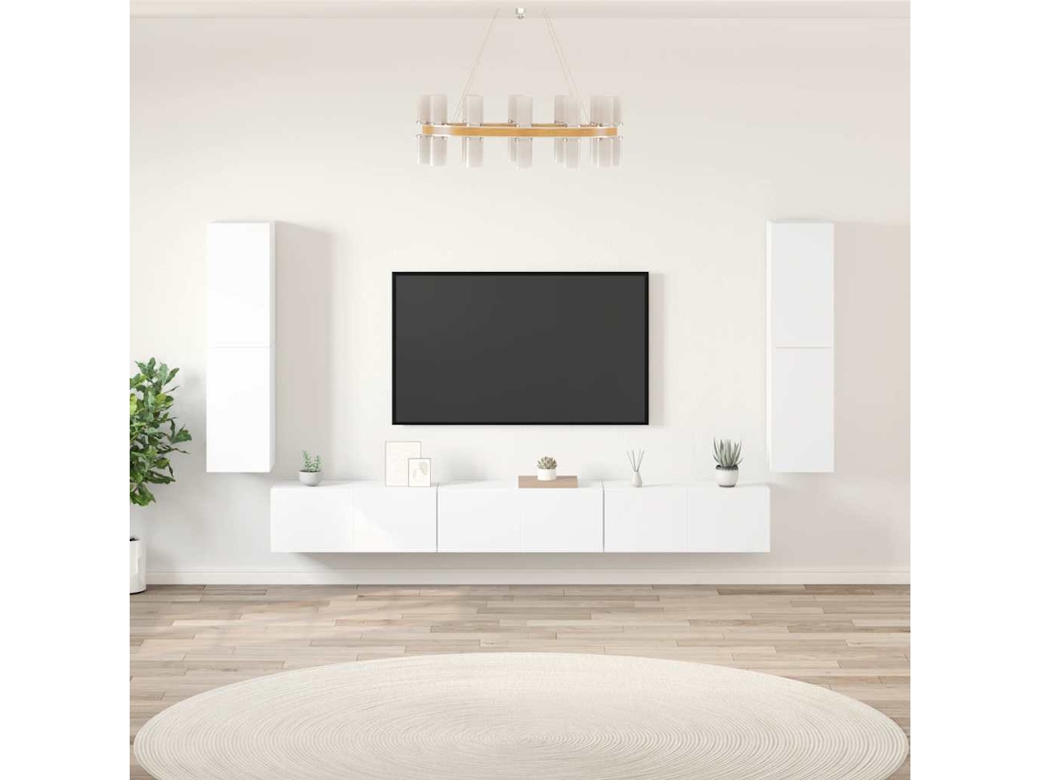 Vidaxl Conjunto Móveis De Tv 7 Pcs Madeira Processada Branco