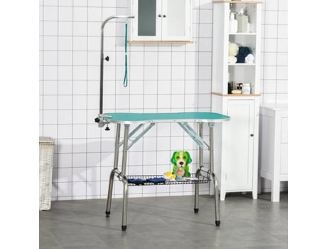 Meas de tosquia para Cães PAWHUT D01-033GN (Verde - 94.5 x 55.3 x 80 cm - Borracha e Aço Inoxidável)
