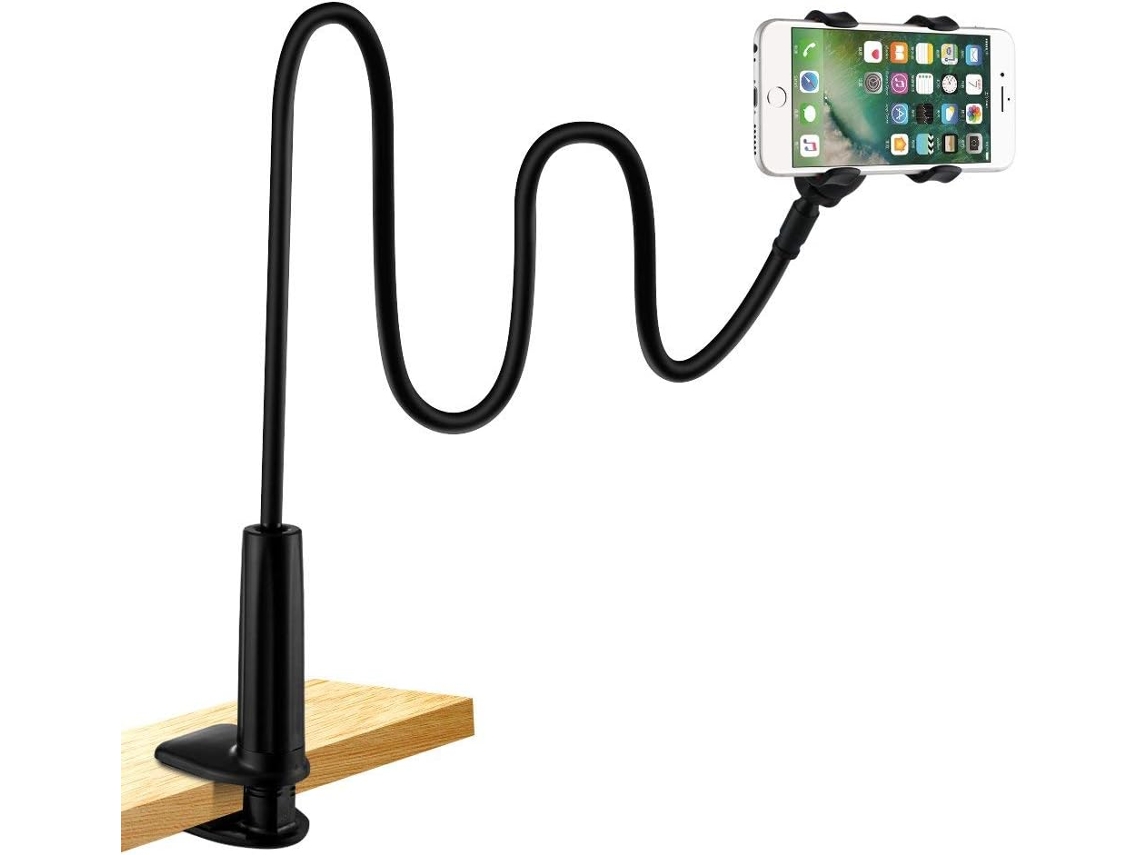 Suporte Telemóvel Pescoço De Cisne 80cm Flexível Fixo Para Cama Mesa Videochamadas