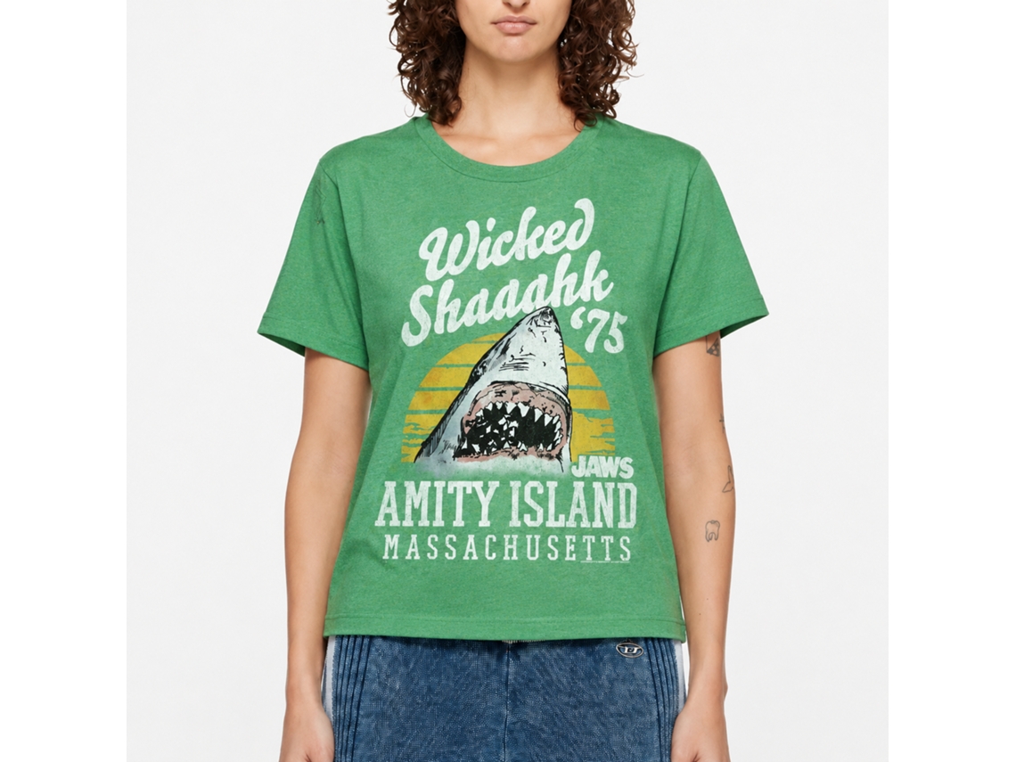 Rockinstone Jaws Movie Wicked Shaaahk Heather Kelly Adult T-shirt Size:l
