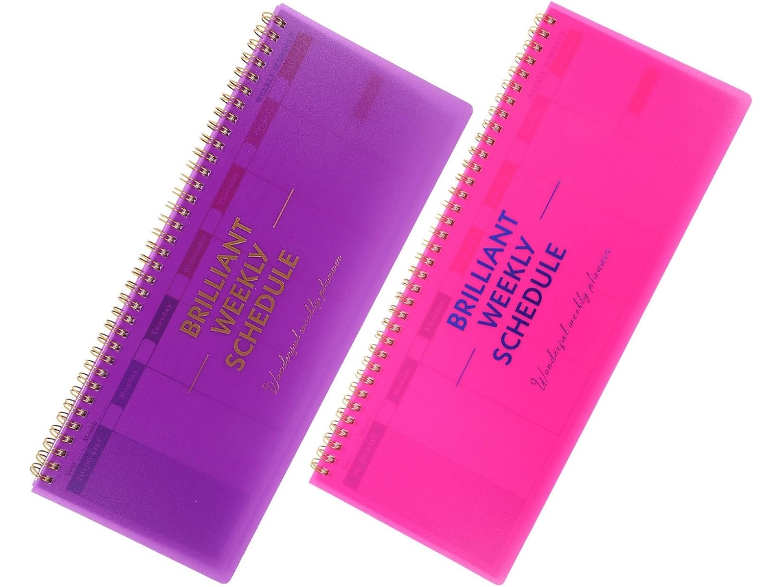 Conjunto de 2 Agendas Semanais Espirais Sem Data, Caderno de Planejamento Diário, Papel PP e Tinta