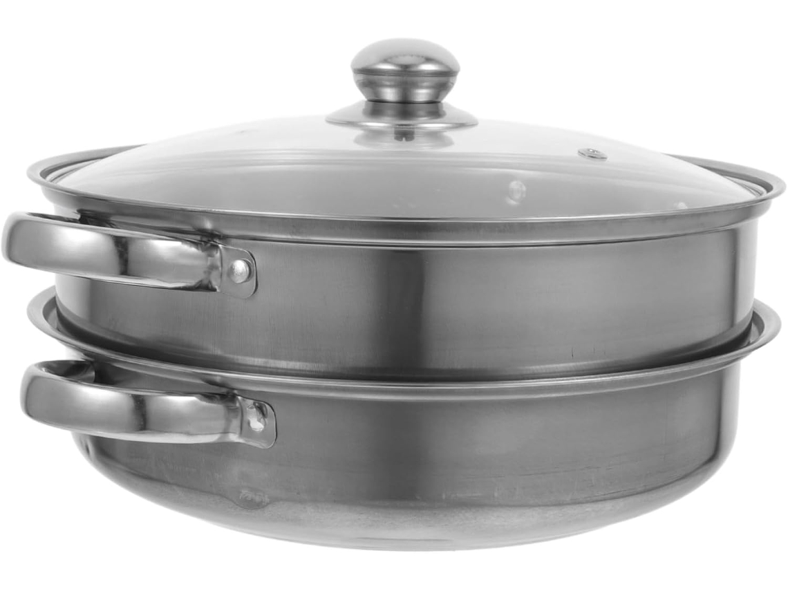 Vapor Prática De Aço Inoxidável Com Dupla Camada E Tampa, Utensílio De Cozinha Compatível Com Panelas De Arroz E Gokoco