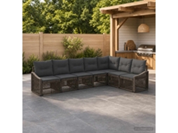 Vidaxl Conjunto De Sofá De Jardim 7 Pcs Cinzento Vime Pe