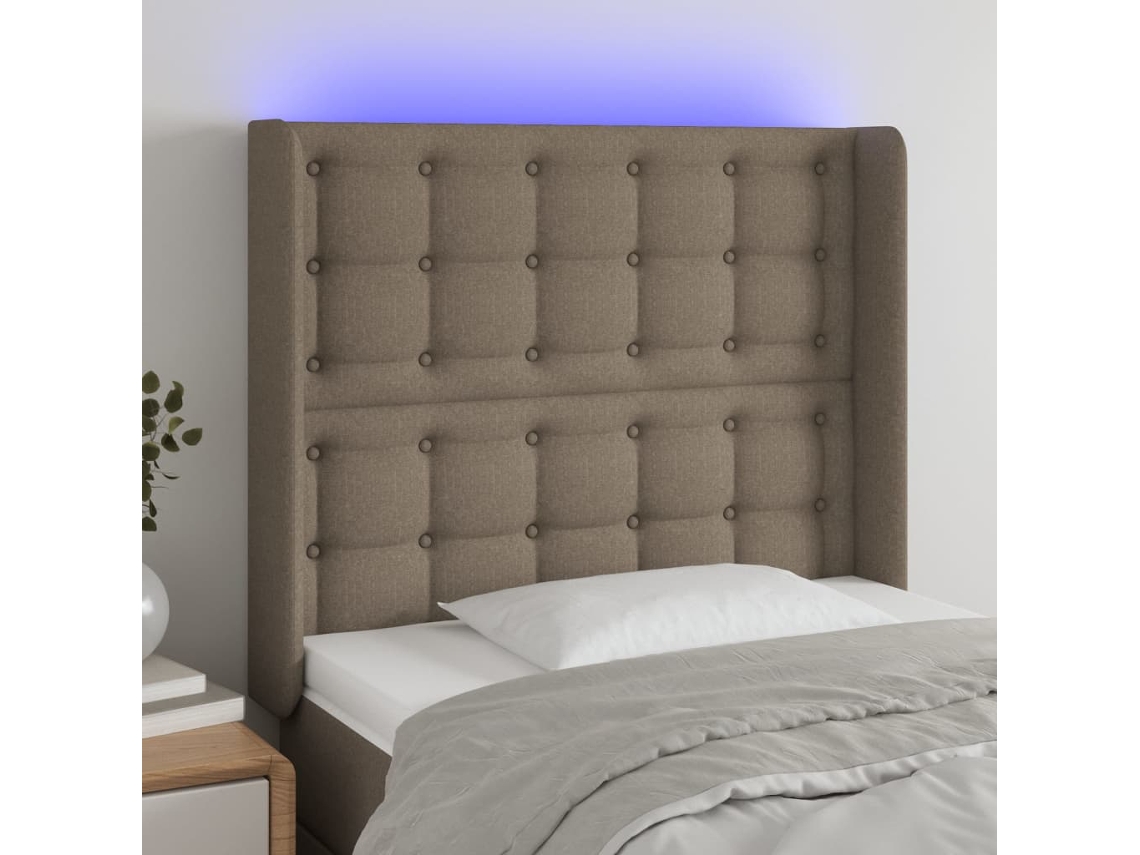 Vidaxl Cabeceira Cama C/ Led Tecido 83x16x118/128 Cm Cinza-acastanhado