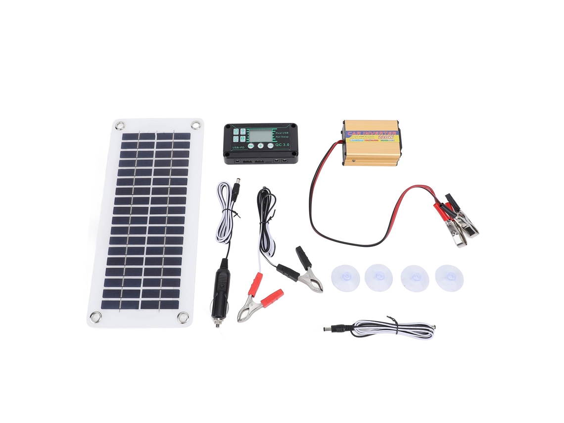 Kit de painel solar Primerox de 30 W com inversor de 220 W e controlador de 100 A para sistema de energia solar.