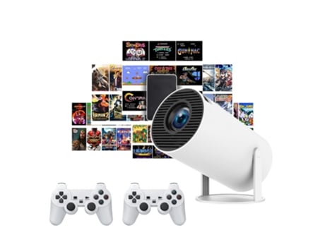 Projetor Redondo Ultra Hd Com Consola De Jogos Retro 2 Comandos Clinks