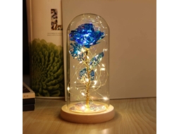 Luminária de Rosa Dourada com Led em Cúpula de Vidro