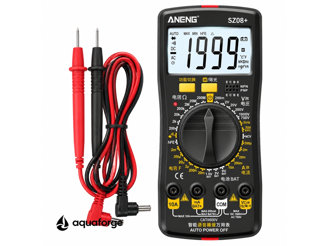 Multímetro Digital Aquaforge Sz08, 600v, Ecrã Lcd