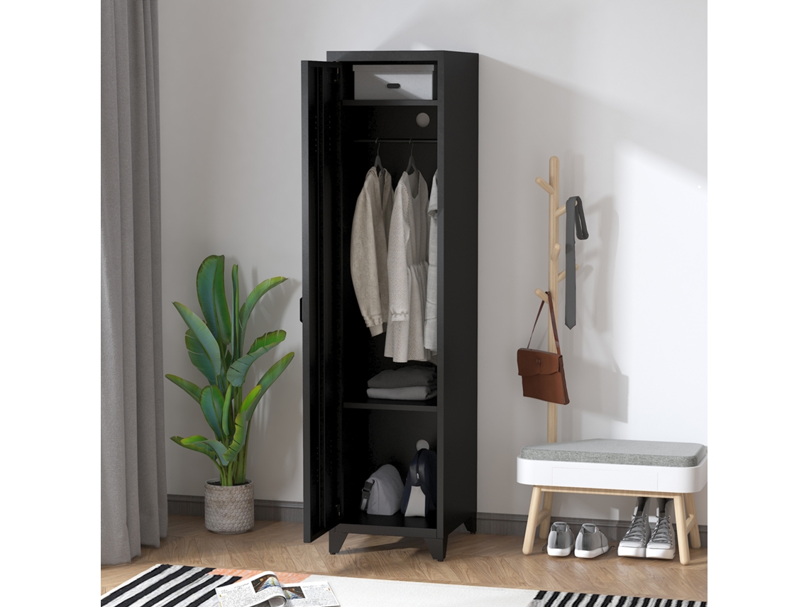 Armário Industrial Compacto Em Metal Com 3 Prateleiras, 1 Haste, 43l X 50w X 180h Cm