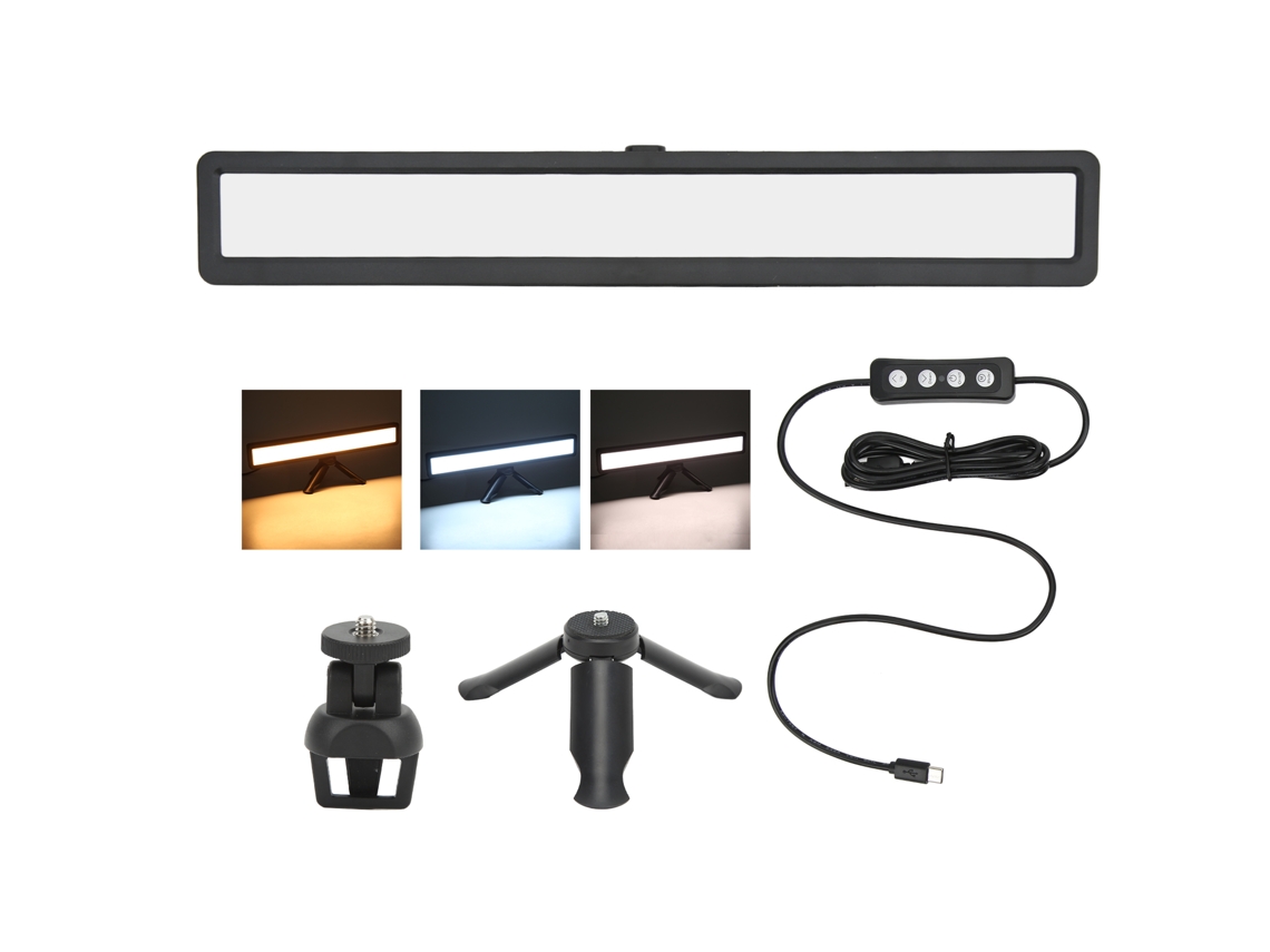 Mini luz de preenchimento LED de 2500 a 9000K com 3 temperaturas de cor, ideal para conferências, com clipe de ângulo ajustável LAXISCREED