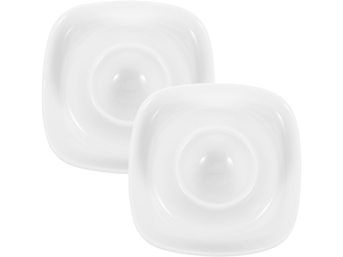 Porta-ovos De Cerâmica Branca, Conjunto De 2 Peças Para Café Da Manhã, Fácil De Limpar