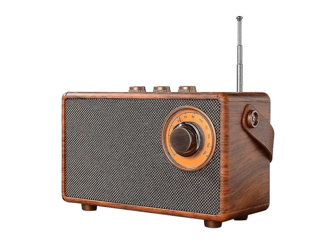 Rádio Fm Retrô, Rádio Bluetooth Portátil De Madeira, Alto Falante Para Graves, Tocador De Mp3 Viva Voz, Suporte Para Usb/cartão Tf Brilvibera