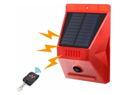 Alarme Solar de Luz e Som com Controle Remoto Inglês com Luz de Advertência Solar