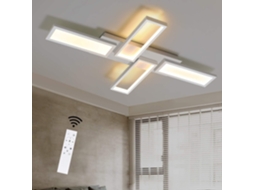 Nettlife Candeeiro De Teto Led Sala Estar Lâmpada Branca Regulável 58 W 82,7 Cm Quadrado Design Moderno Com Comando, Em Alumínio, Uso Diário