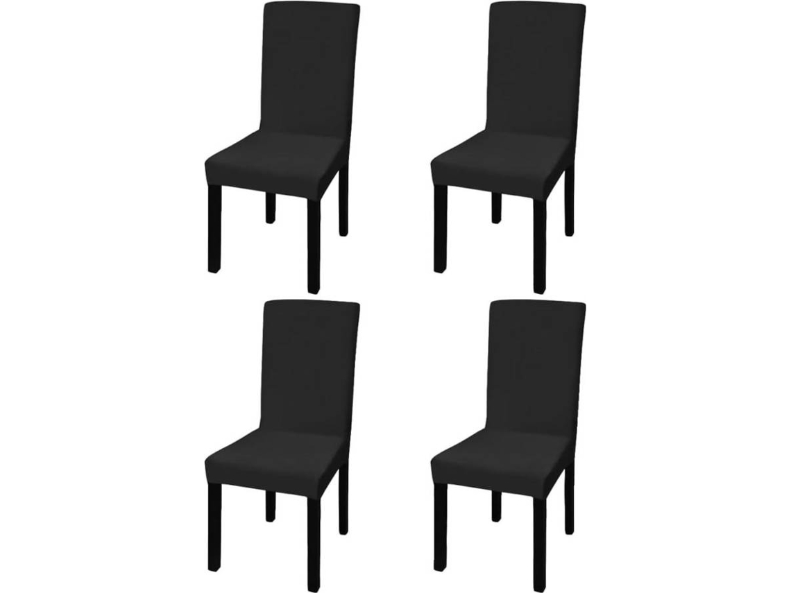 vidaXL Capa extensível para cadeiras, 4 pcs, preto