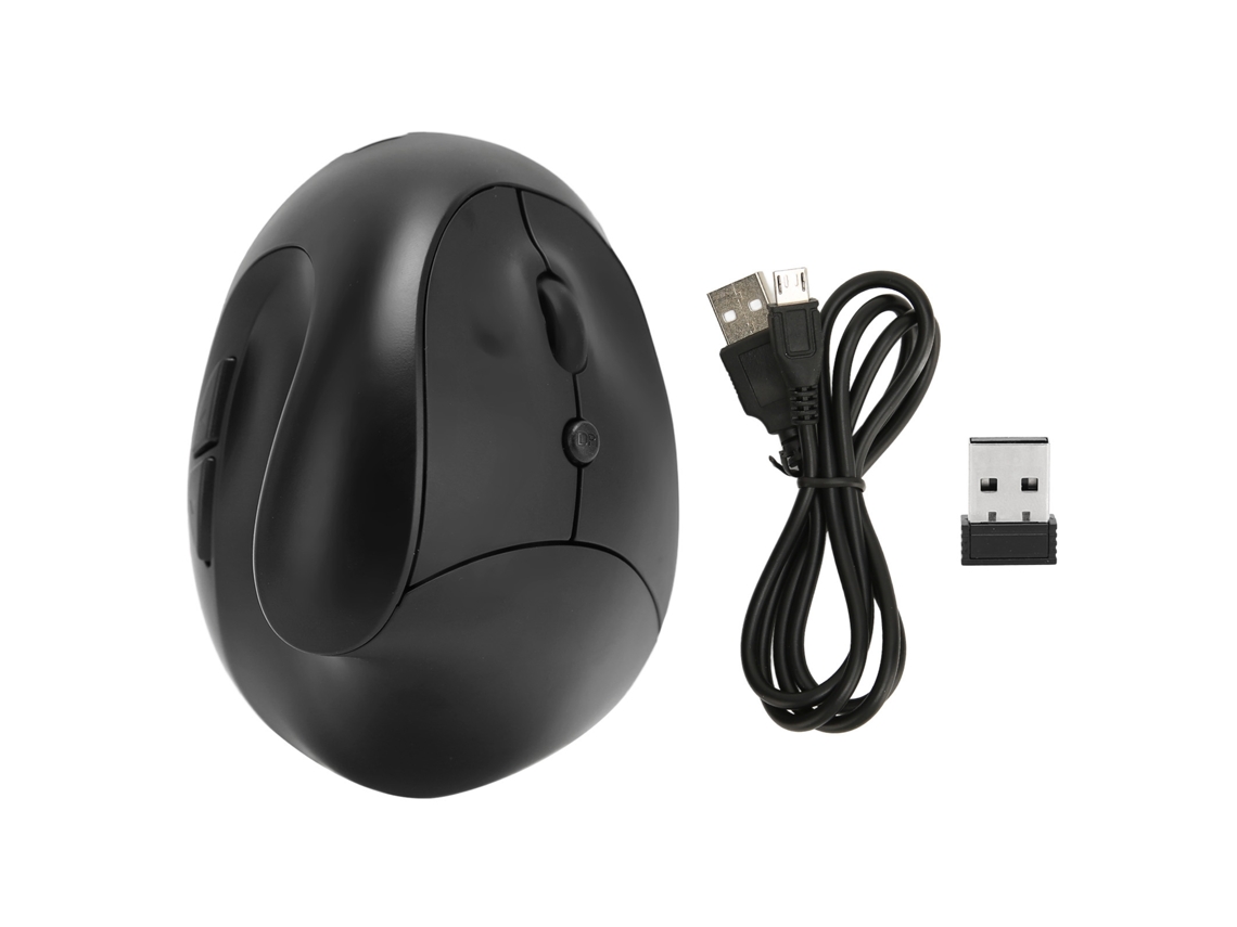 Aetheria mouse Vertical Sem Fio 2.4g Ergonomico 6 Teclas Recarregavel 3 Dpi Ajustavel Plug And Play Office Preto