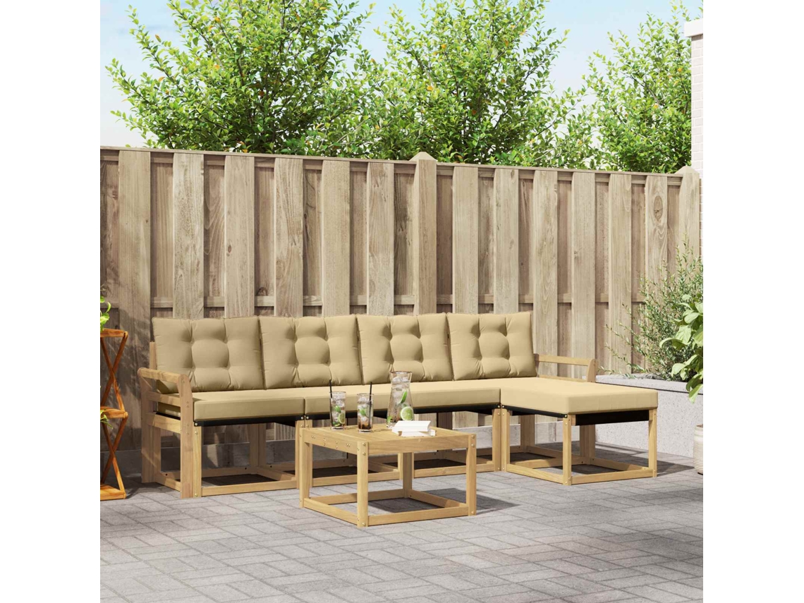Vidaxl Conjunto De Sofás Para Exterior 6 Unid. Branco E Bege