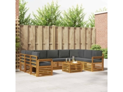 Vidaxl Conjunto De Sofás Para Exterior 10 Unid. Natural E Antracite