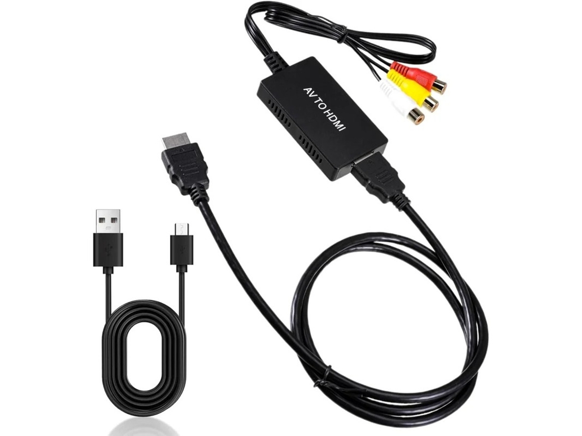 Conversor Adaptador 1080p Rca Av Composite Cvbs Para Hdmi Compatível Com Ps2/ps3/xbox/snes/n64/stb/vhs/vcr/dvd Pal/ntsc, 60hz, Plug Play Yizhood
