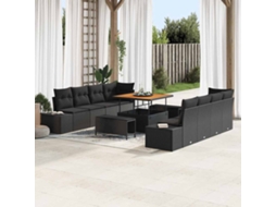 Vidaxl Conjunto De Sofá De Jardim Preto Rattan Sintético