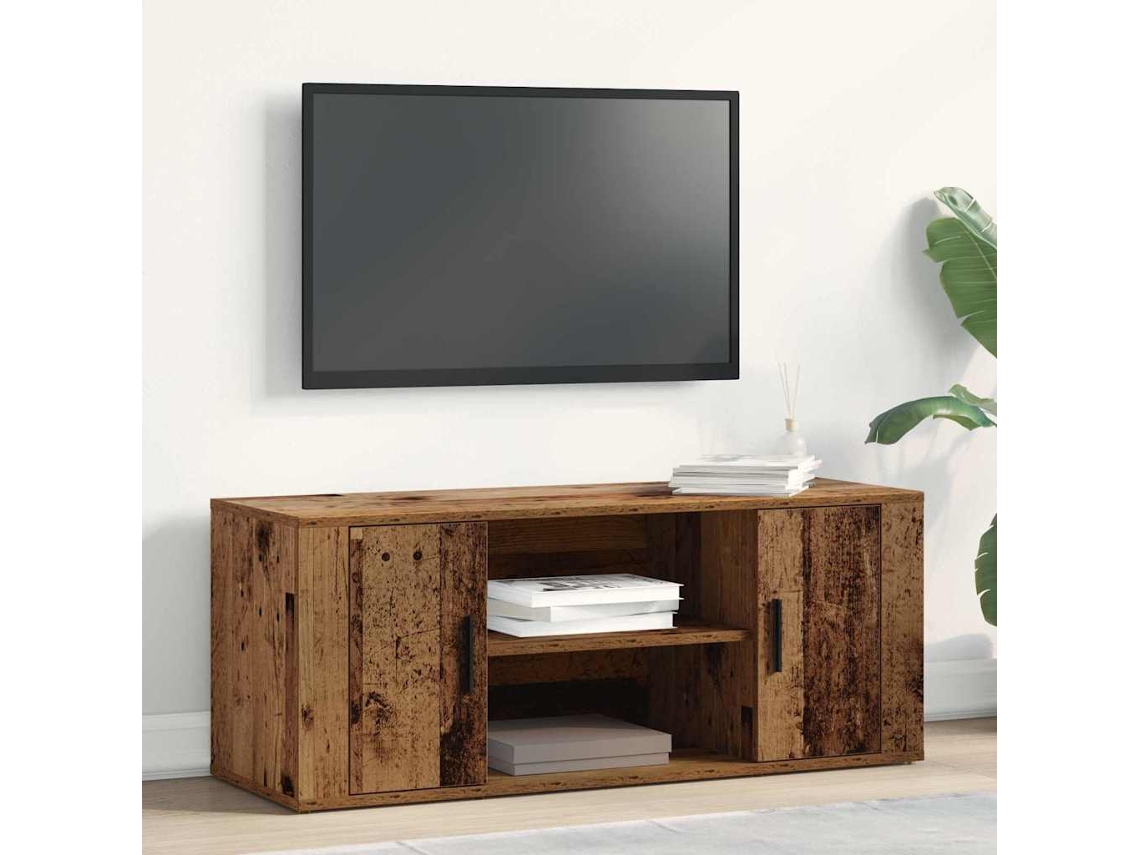 Vidaxl Gabinete Para Tv 100 X 35 X 40 Cm Madeira Antiga