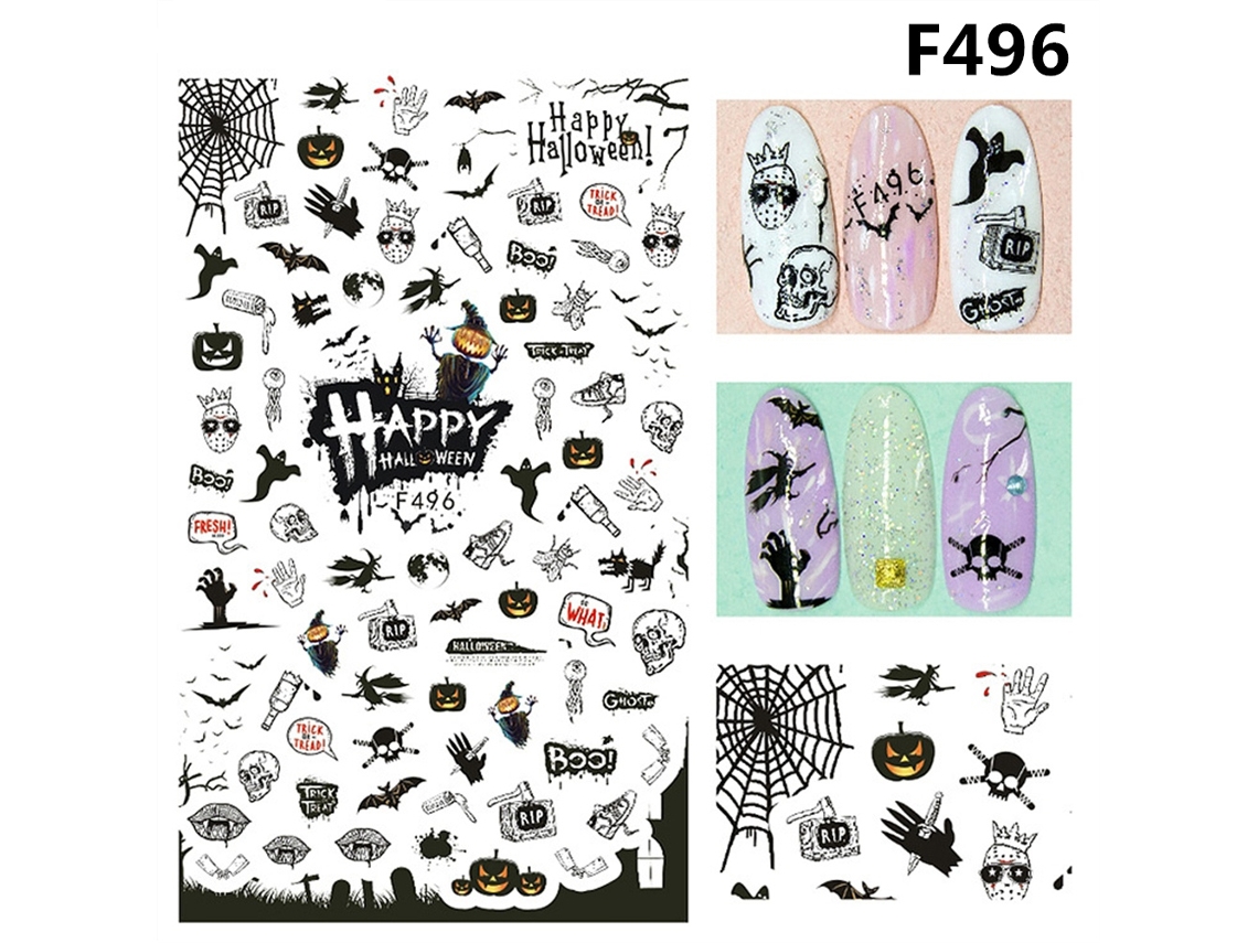 Adesivos De Unhas 3d De Halloween (autoadesivos Com Cola Na Base) + Eoocoo