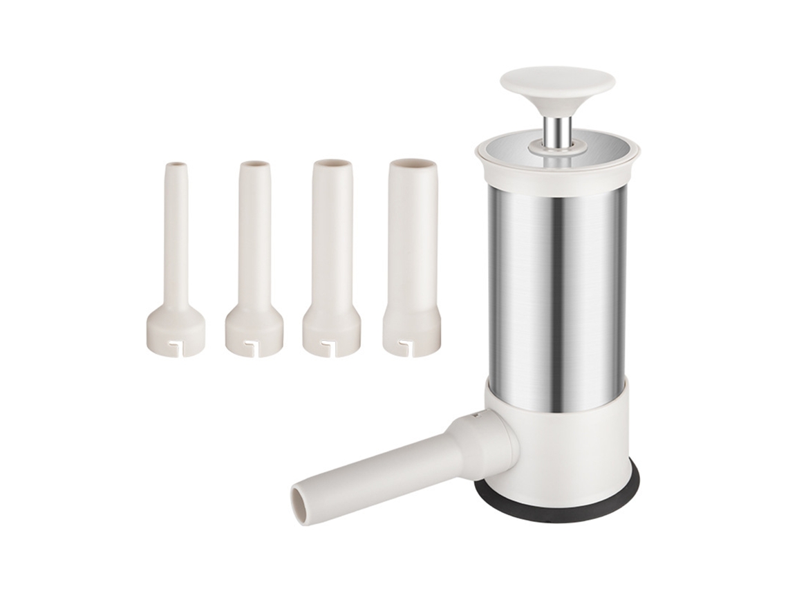 Máquina de Encher Salsichas Manual Inox 304 3.3lbs com 4 Tubos Diferentes Acessórios Portátil