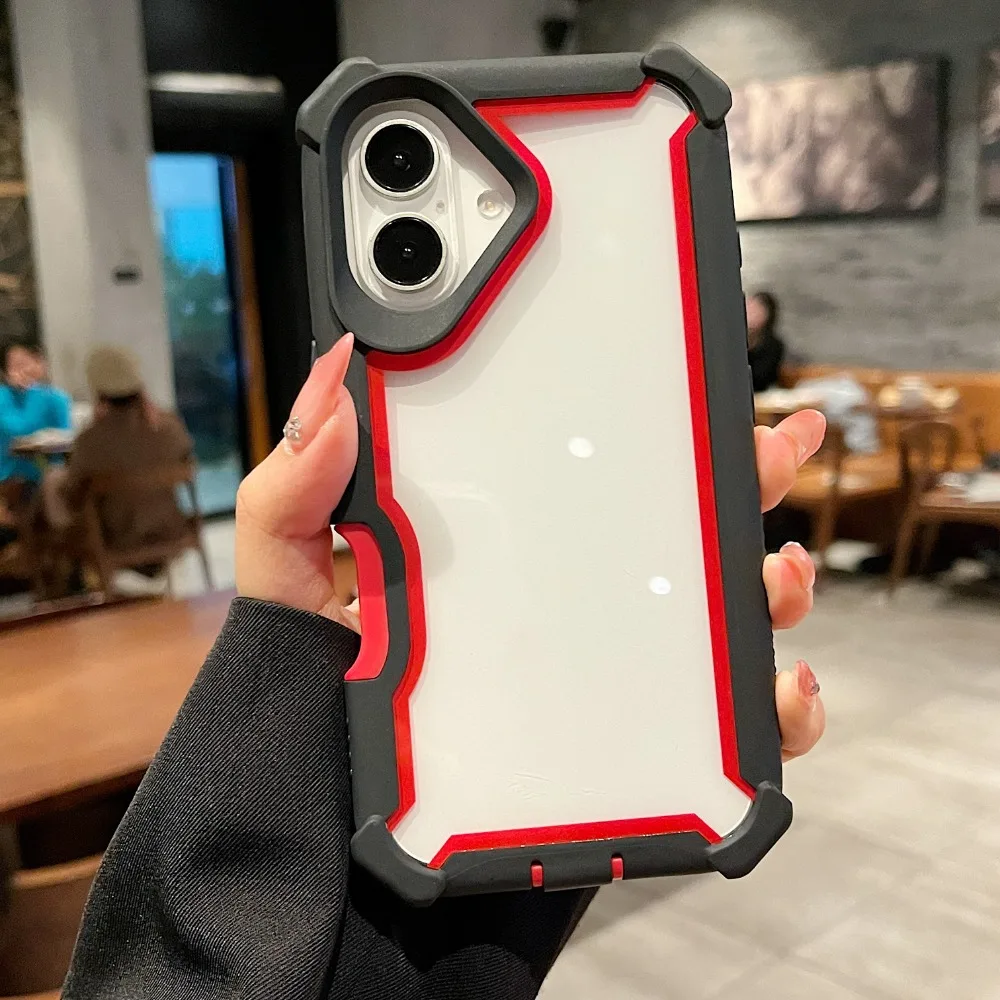 Capa Dupla, Transparente, Resistente A Impactos E Durável Para Iphone 12 Pro (vermelha).