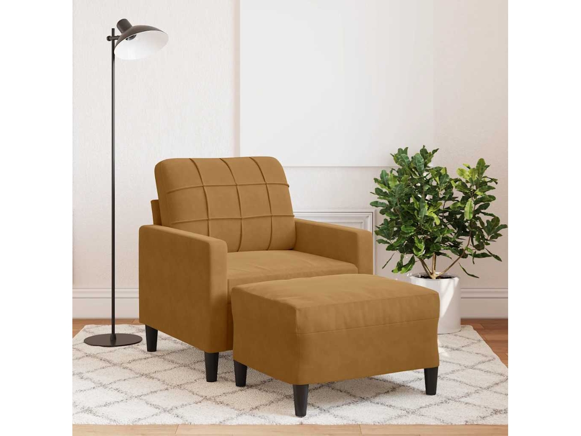 Vidaxl Poltrona Com Apoio De Pés 60 Cm Veludo Castanho