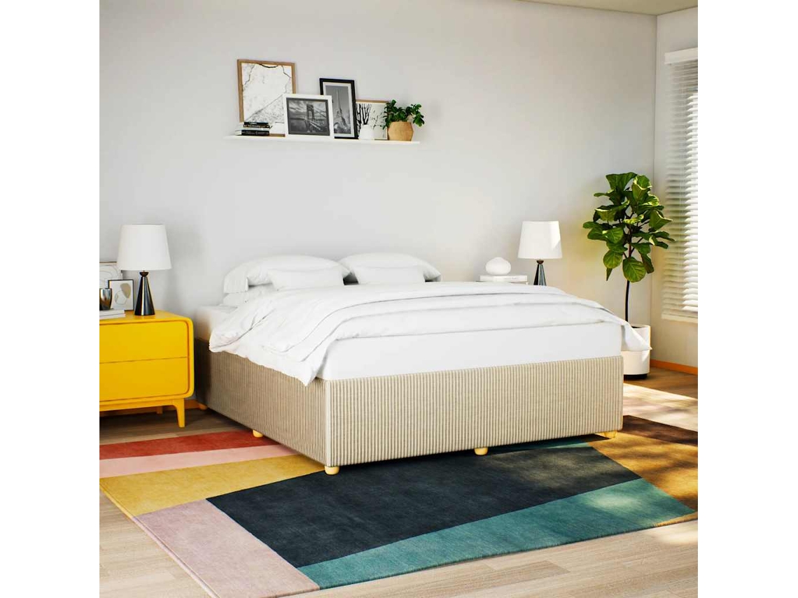 Vidaxl Estrutura de Cama Sem Colchão 200x200 Cm Tecido Cor Creme