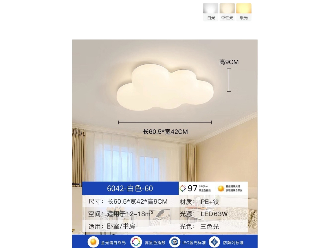 Laxiscreed Candeeiro De Tecto Led Para Quarto De Crianças Com Luz De Espectro Total E Ø60cm