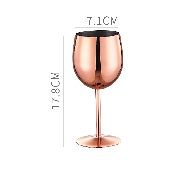 Taça De Vinho Com Haste Em Aço Inoxidável 304, Cor Ouro Rosa (300ml), Ideal Para Bares, Restaurantes E Uso Doméstico.