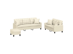 Sofa Set, Sofa Sets Vidaxl Creme Couro Artificial (n/a)