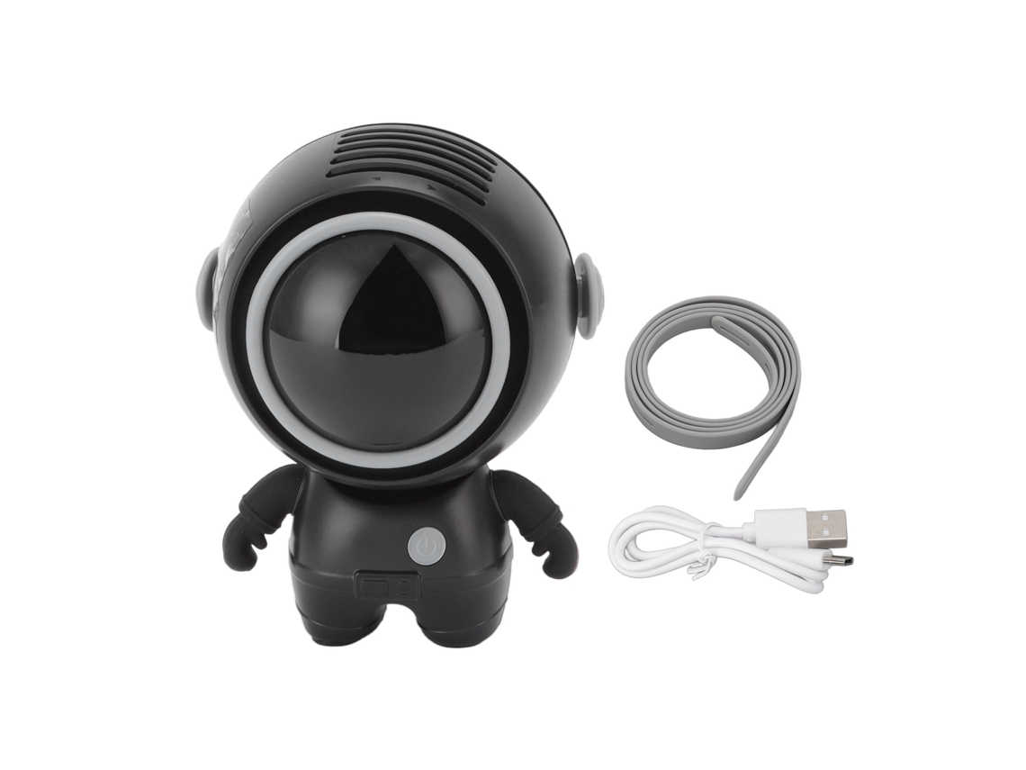 Ventilador Mini Astronauta Usb Recarregável Sem Lâmina Preto