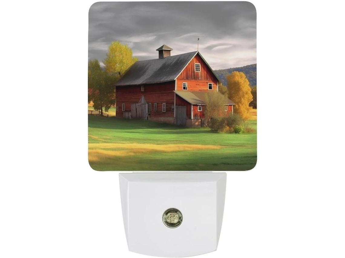 Luminária de parede com plugue, luminária tipo Celeiro, sensor crepuscular, luz LED branca, lâmpada baixa.