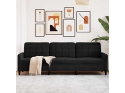 Vidaxl Sofá De 3 Lugares 210 Cm Veludo Preto