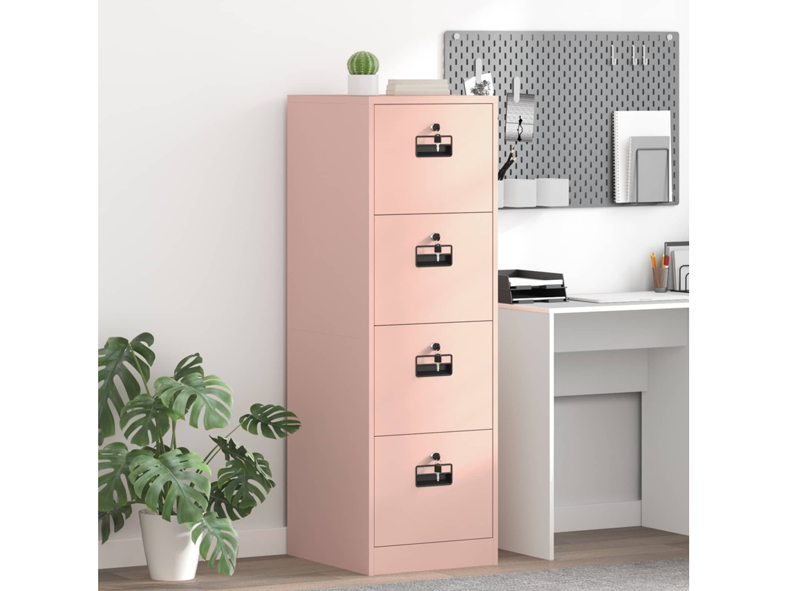 Vidaxl Armário De Arquivo Rosa 44 X 50 X 139 Cm Aço Laminado A Frio